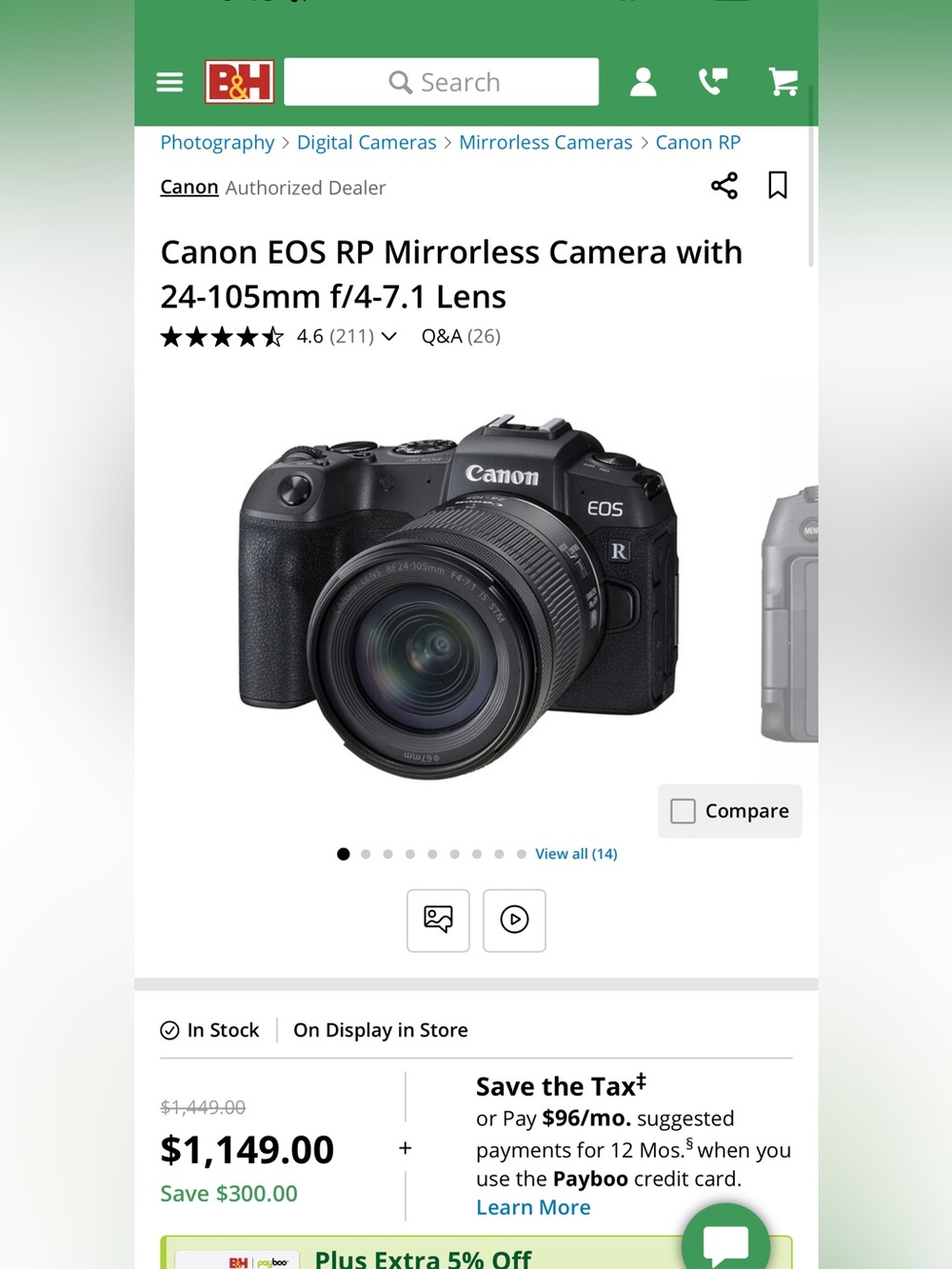 Canon EOS RP Mirrorless Camera with 24-105mm Lens - Black